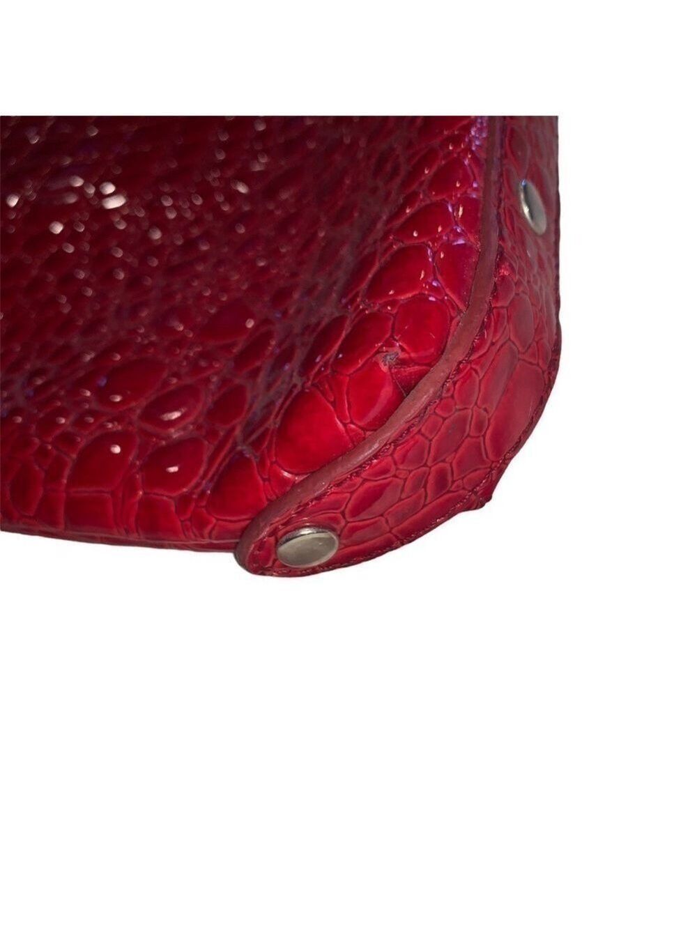 WHITE HOUSE BLACK MARKET Red Croc Embossed Large Clutch - Picture 6 of 8